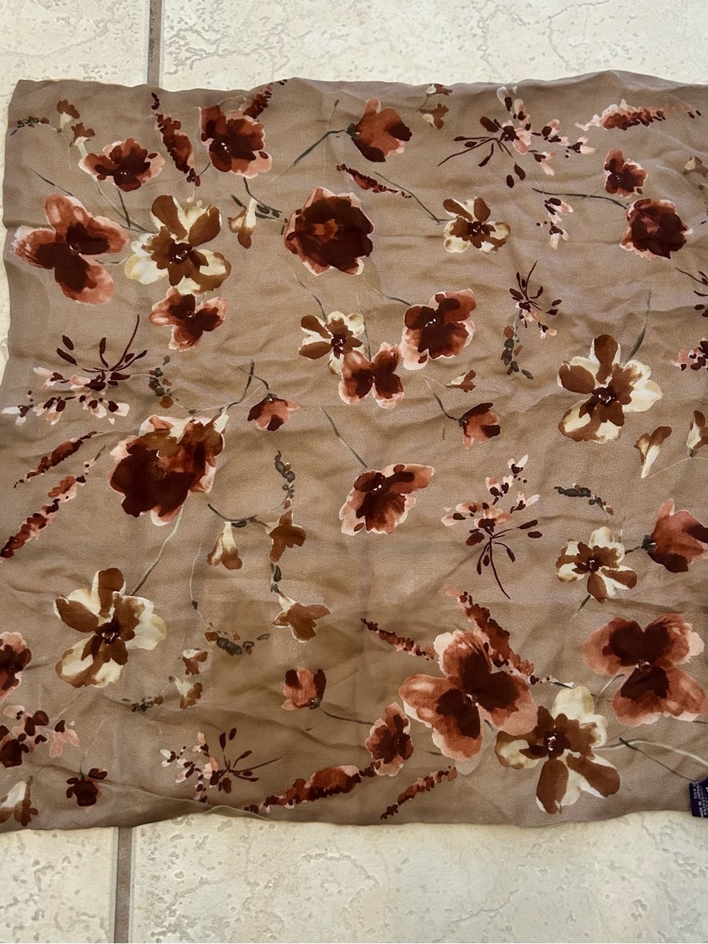 Ralph Lauren Scarf Floral 100% Silk 20”x 20” Made In Japan Purple Label